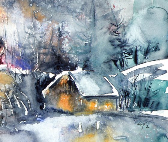 House in the winter forest