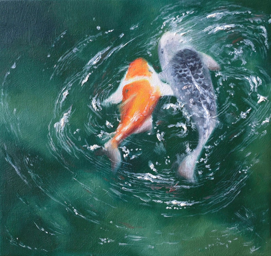 koi oil painting