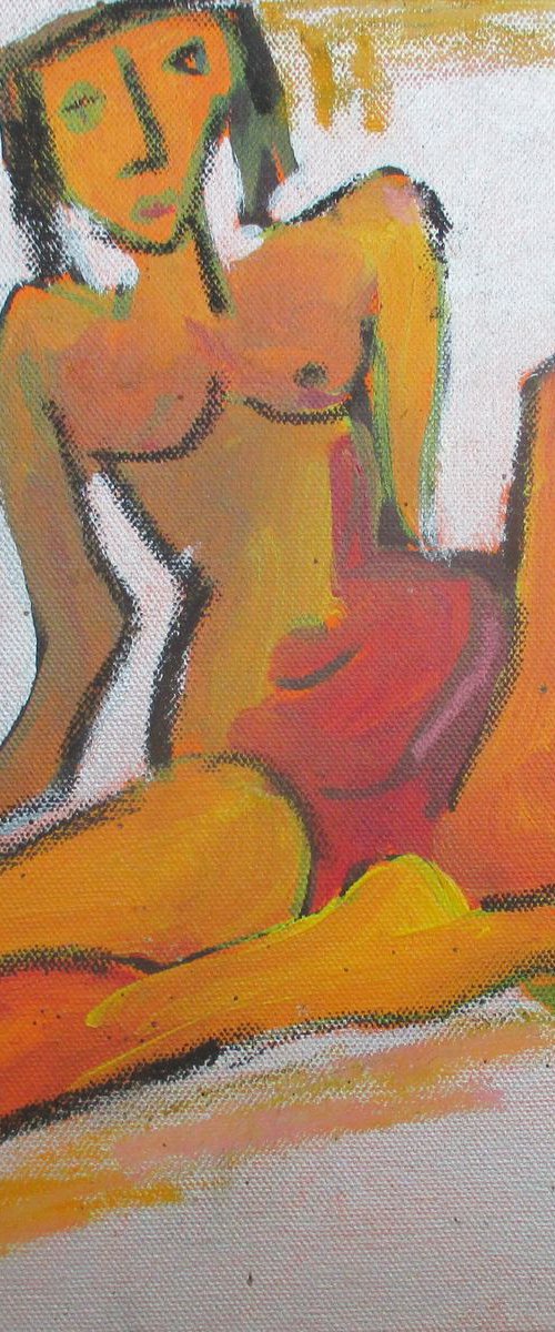 expressive nude on canvas acryl mixed media 11,8 x 11,8 inch by Sonja Zeltner-Müller