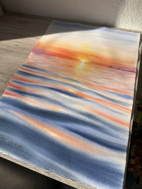 Native sunset over the sea