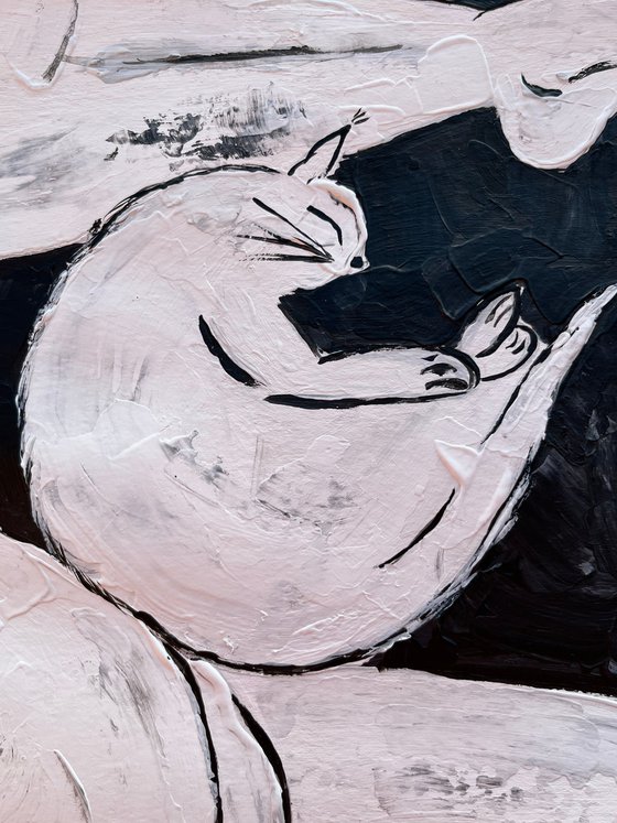 Woman Nude Cat Art