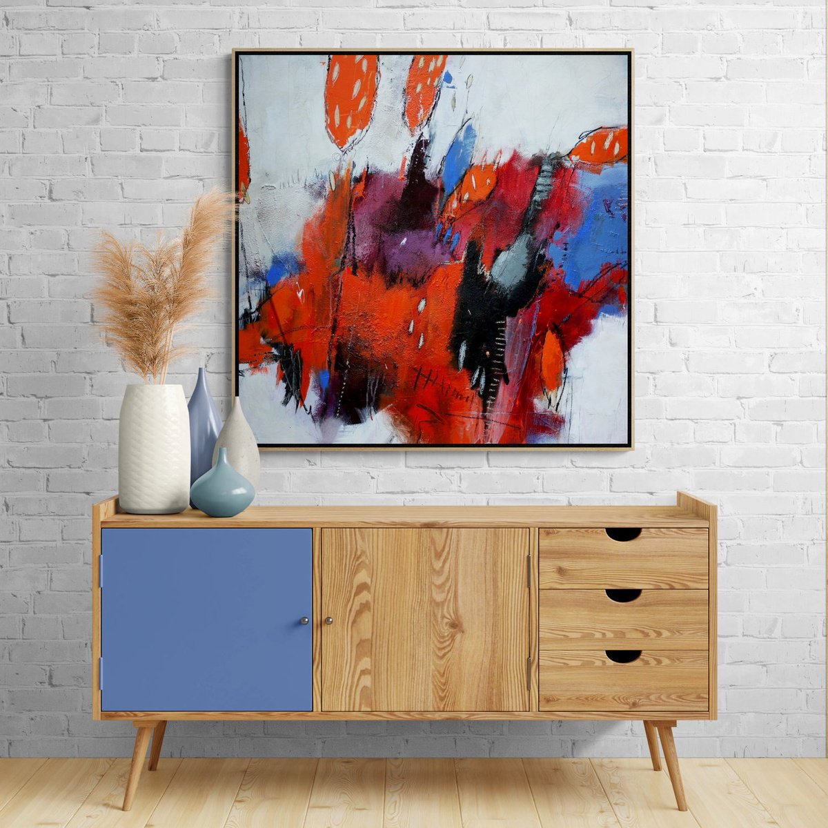 Expressive Abstract Acrylic Painting By Daniela Schweinsberg, 39 X 39, Growing 2, Original Artwork