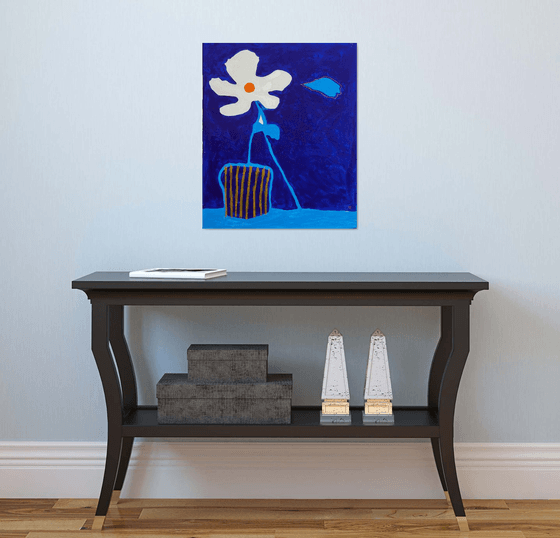 White Flower Acrylic Painting