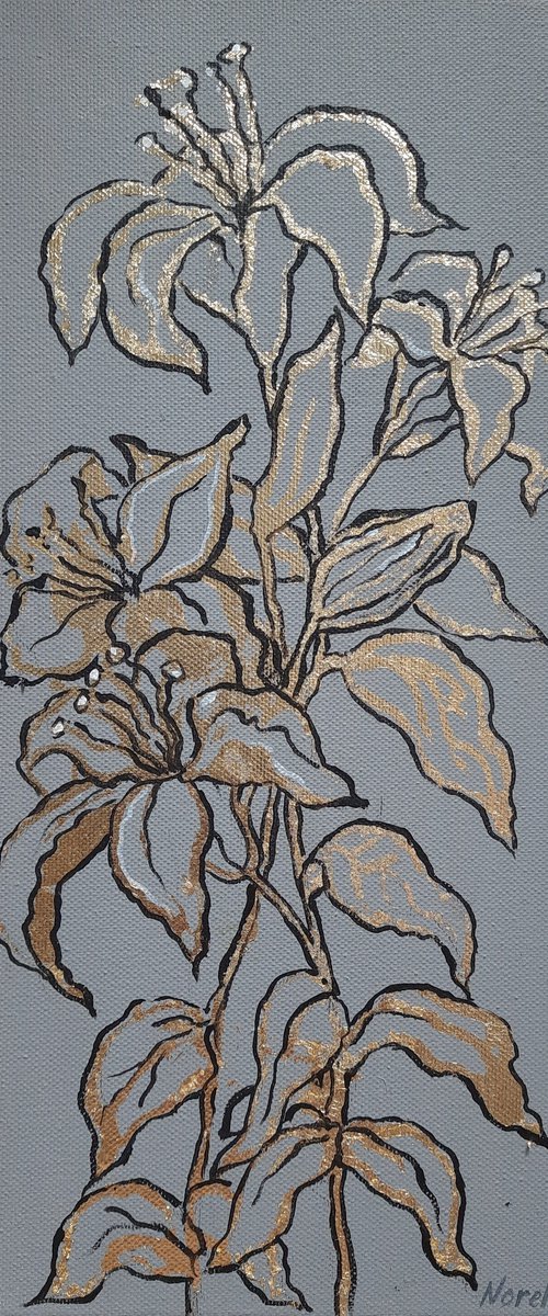 lilies - Original  acrylic painting (2020) by Svetlana Norel
