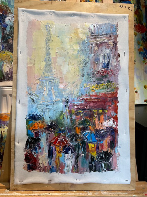 Paris umbrellas. Pastel mood