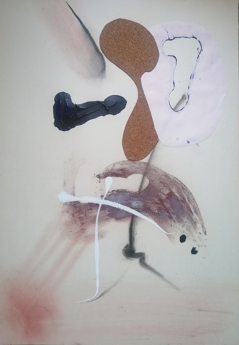 Surrealistic Abstract Acrylic Painting By Stefano Mazzolini, 28 X 39", Taralpe, Original Artwork