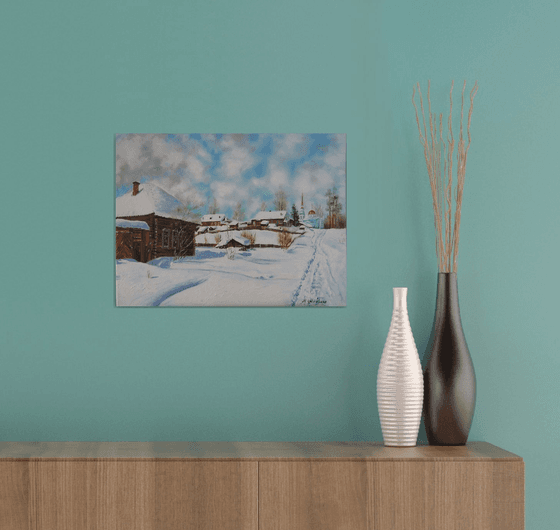 Snowy Village Landscape