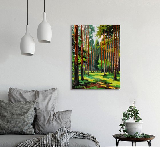A sunny day in the pine forest
