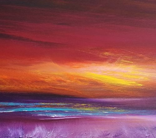Awakening - Seascape, Sunset, Panoramic, XL, Modern Art Office Decor Home by Mel Graham