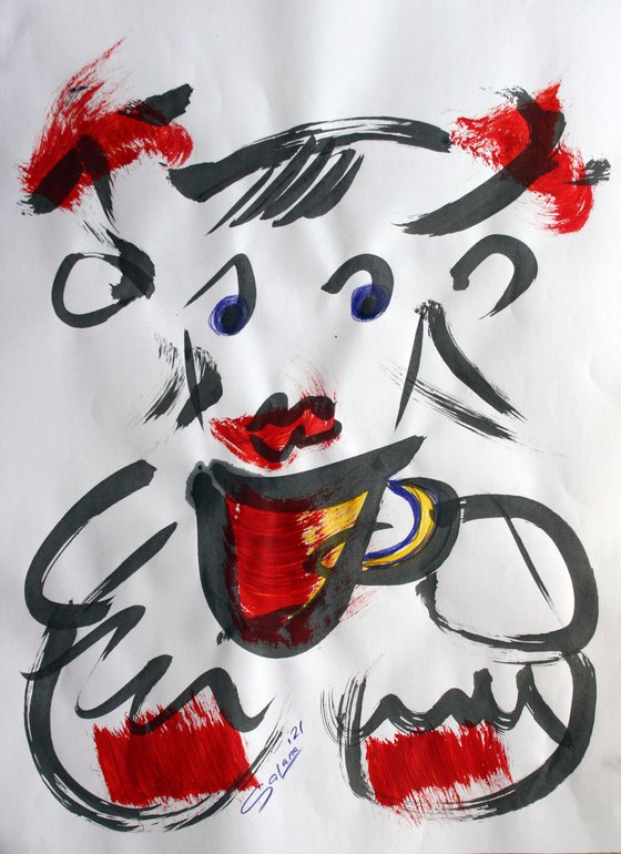 Tea Time 5 / From a series of emotionally expressive... /  ORIGINAL PAINTING