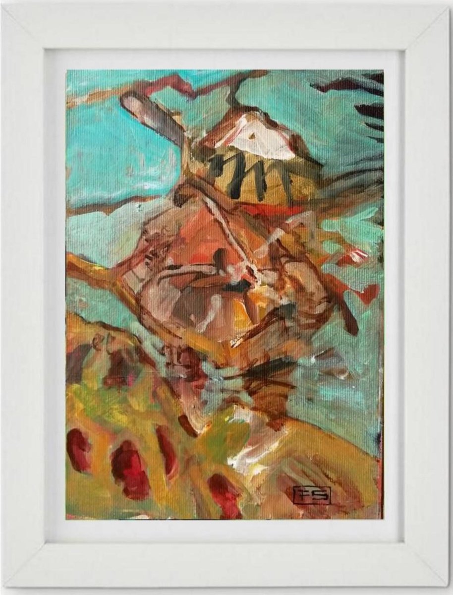 Expressive Portrait Ink Drawing By Francisco Santos, 6 X 8, 27 Thuesday, Original Artwork