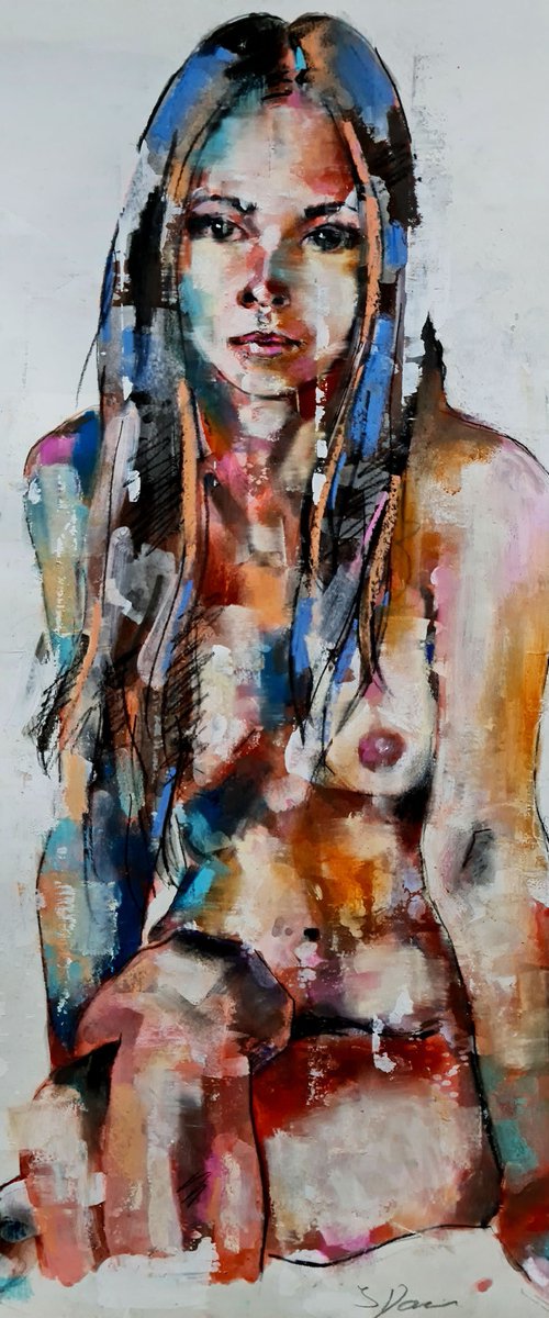 figure study with blue 1-19-21 by Thomas Donaldson