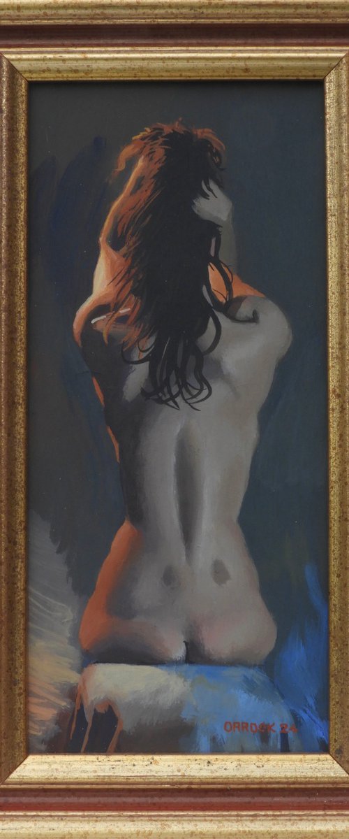 Nude seated back view by Peter Orrock