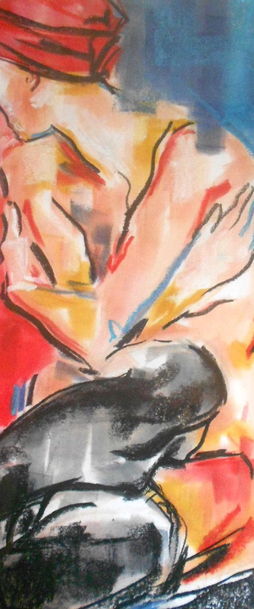 Nude with Red Turban no.4 by Sheila Volpe