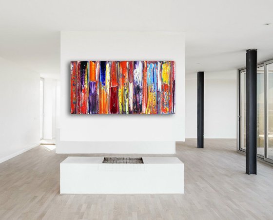 "Awakening 2" - Original Large PMS Oil Painting On Canvas - 48 x 24 inches