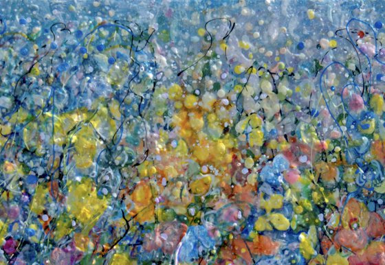 Whimsical Bloom -  Original Painting on Canvas influenced by Jackson Pollock's Style