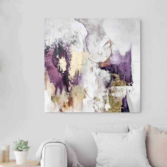 "Pink Sobriety" Abstract purple gold wall art