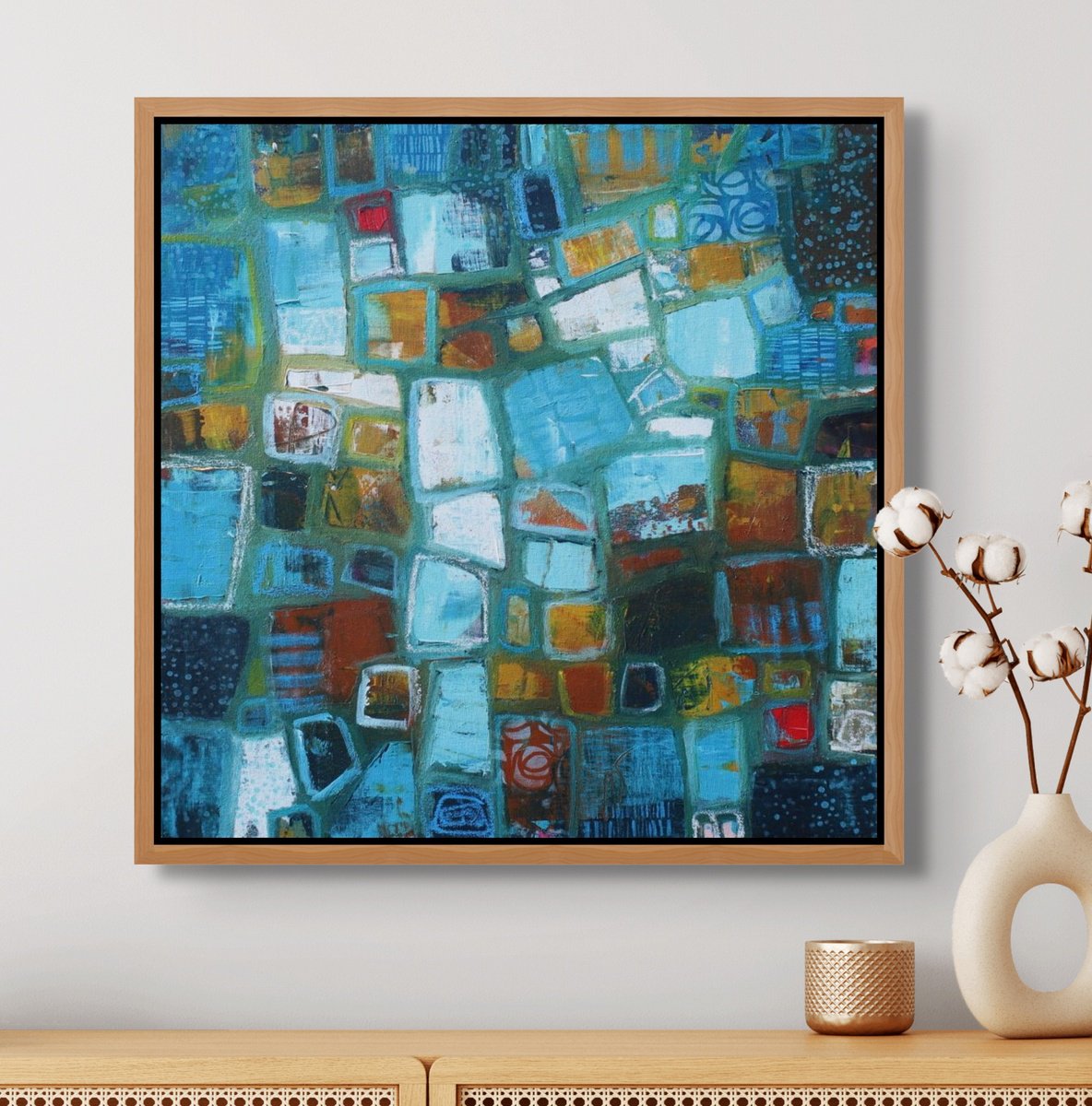 Expressive Abstract Painting By Sage Mountain Studio, 24 X 24", Rural Life, Original Artwork