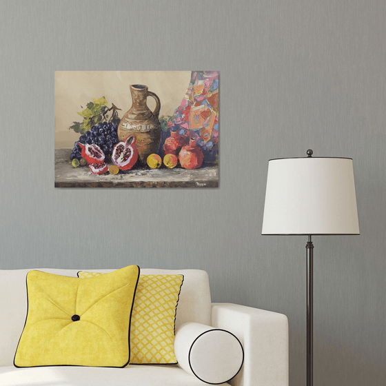 Clay Jug and Autumn Fruits