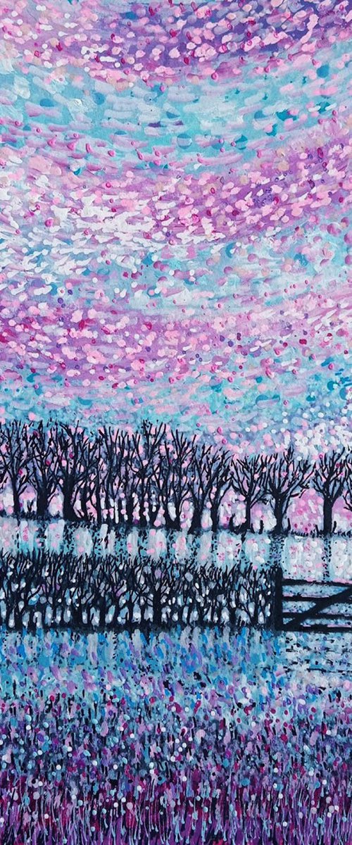 Impressionist Sky Trees 4 by Roz Edwards