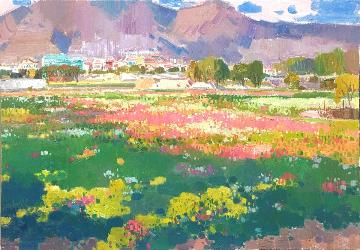 Floral Land In Spring 256 By Jianzhe Chon, 39 X 28, Artwork For Sale On Artfinder