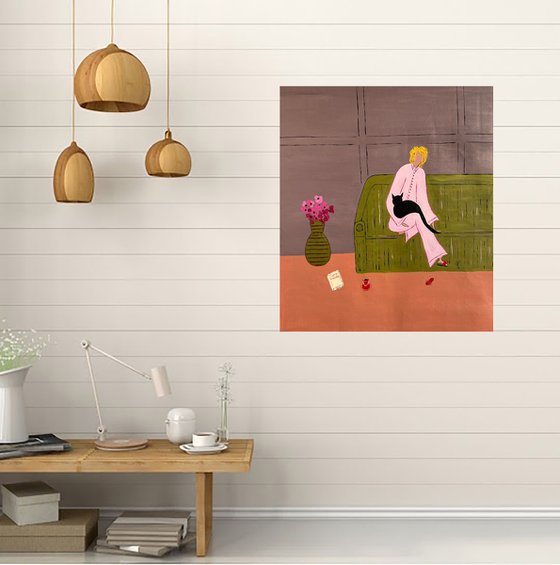 Woman... Cat... Cozy Home...