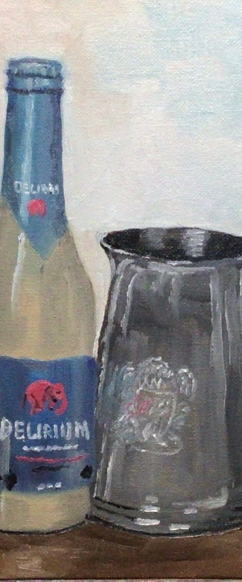 Delerium Tremens Belgian Beer, An original oil painting by Julian Lovegrove Art