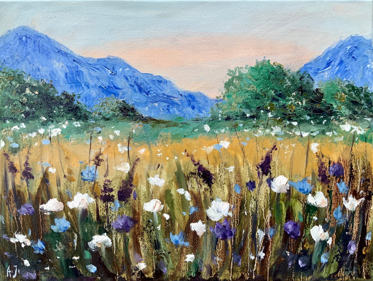 Blue Mountains - meadow, wildflowers, landscape by Alexandra Jagoda (Ovcharenko)