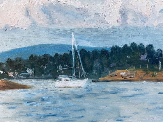 Clouds, boat  and water