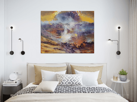 Large beautifull abstract flying dreams composition about childhood colored dreams melancholia O Kloska