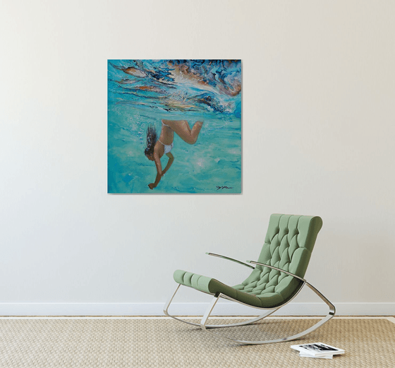 Swimming girl 32x32 in