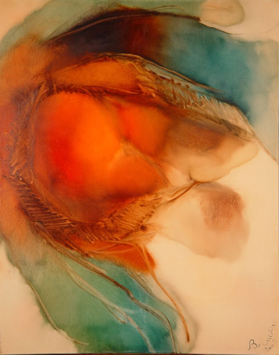 Abstract Oil Painting By Frederic Belaubre, 29 X 36, Metafigure #38, 92X73 Cm, Original Artwork