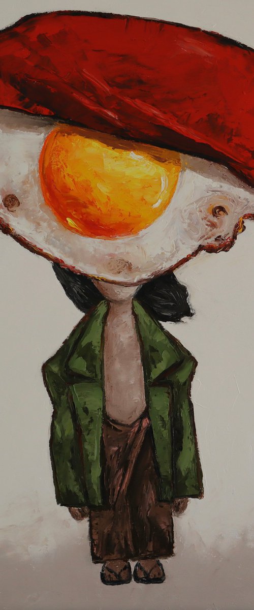 Egg boy in red hat by Ta Byrne