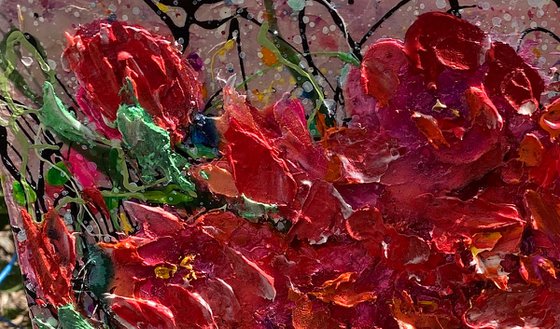 Scarlet Bloom Impasto Abstract