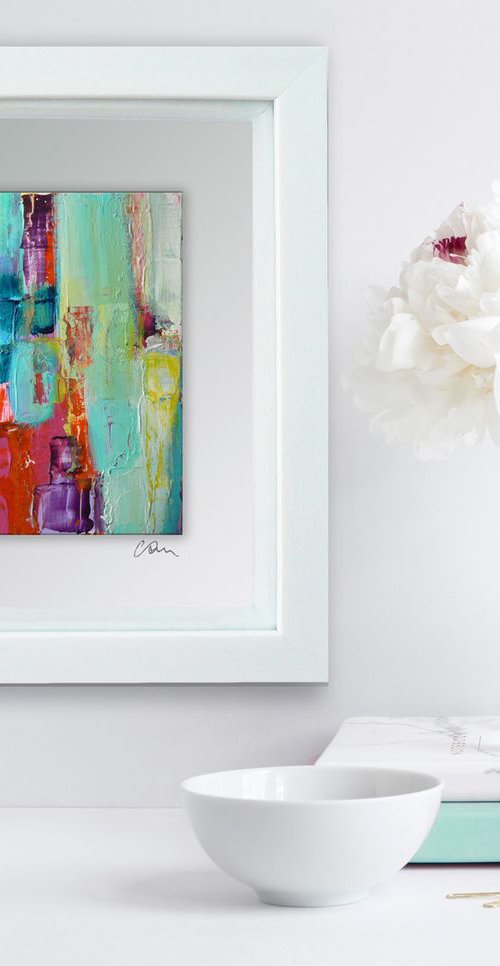 Framed ready to hang original abstract  - Chasing rainbows #2 by Carolynne Coulson