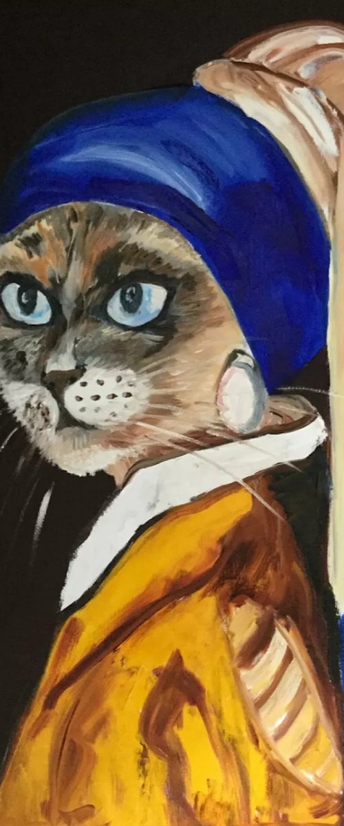 Cat with the pearl earring by Olga Koval