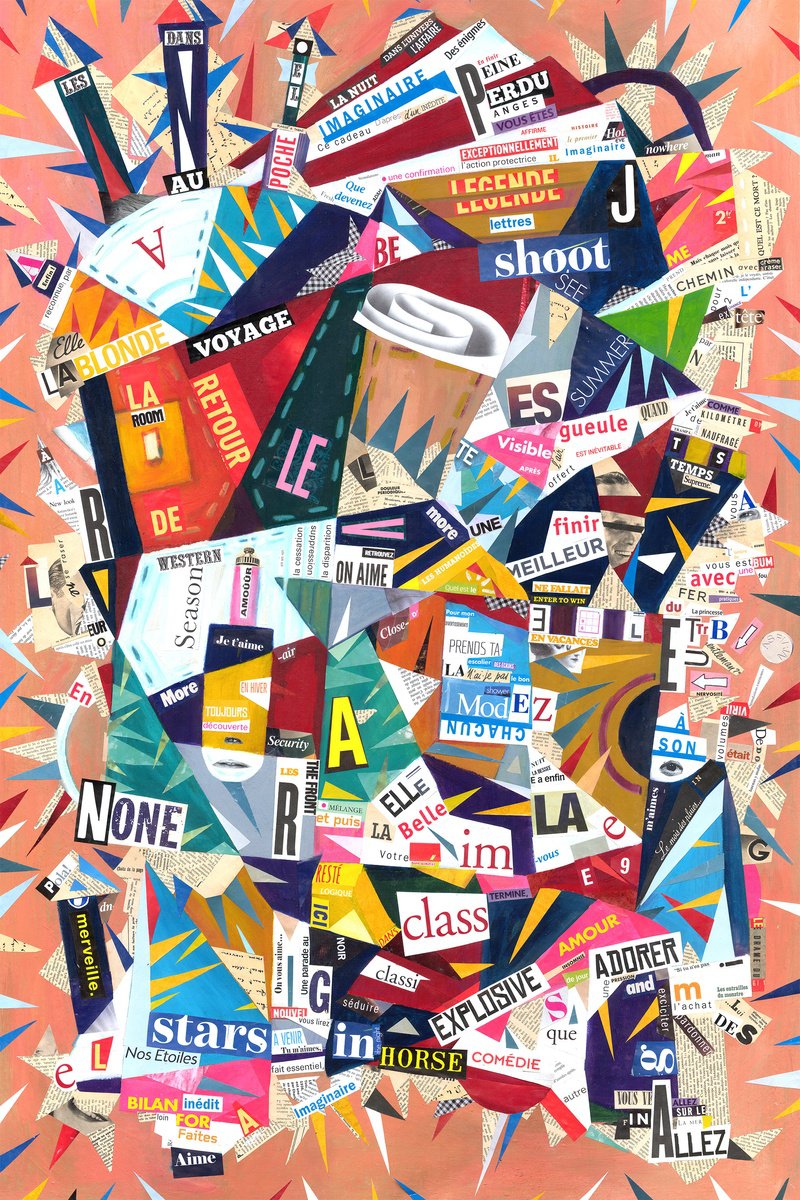 Geometric Abstract Collage By Jon Garbet, 31 X 47, Casino, Original Artwork