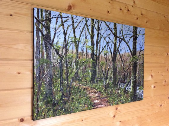 Early Spring, Dunsford Woods (large ready to hang oil painting)