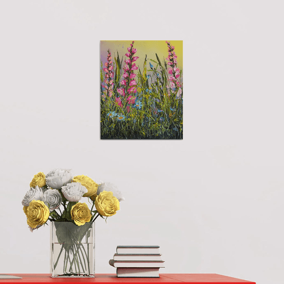 "Flowers mood II" 30x25x2cm Original oil painting on board,ready to hang