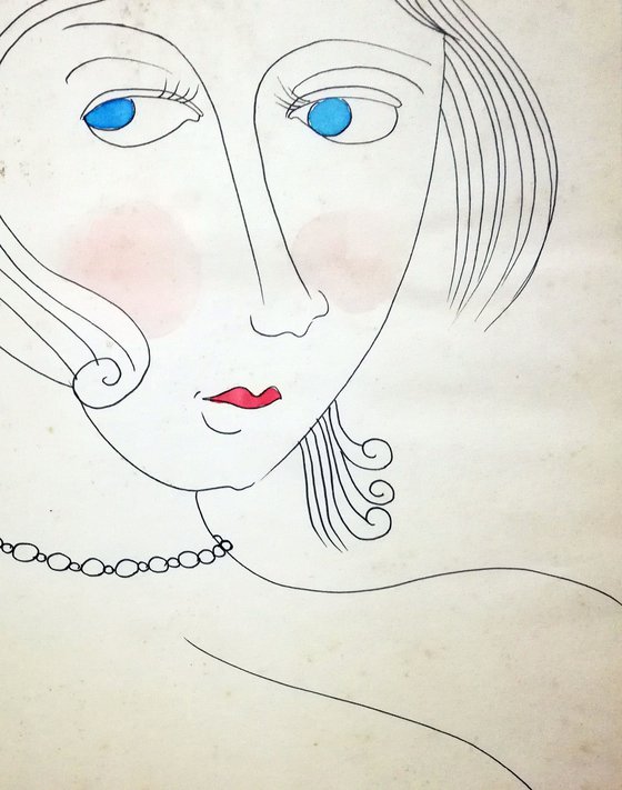 Blue Eyes, Pen drawing on paper, 21x29cm