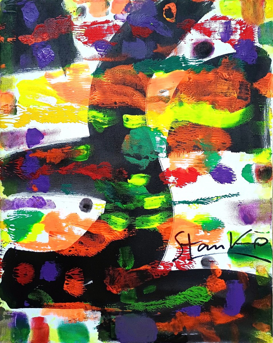 Abstract Acrylic Painting By Stanislav Bojankov, 16 X 20", Composition-I, Original Artwork