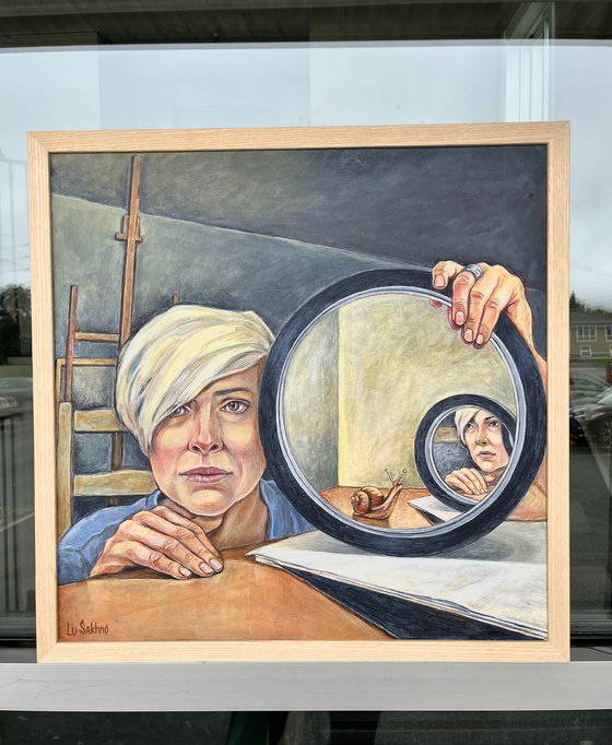 Self-portrait with a mirror