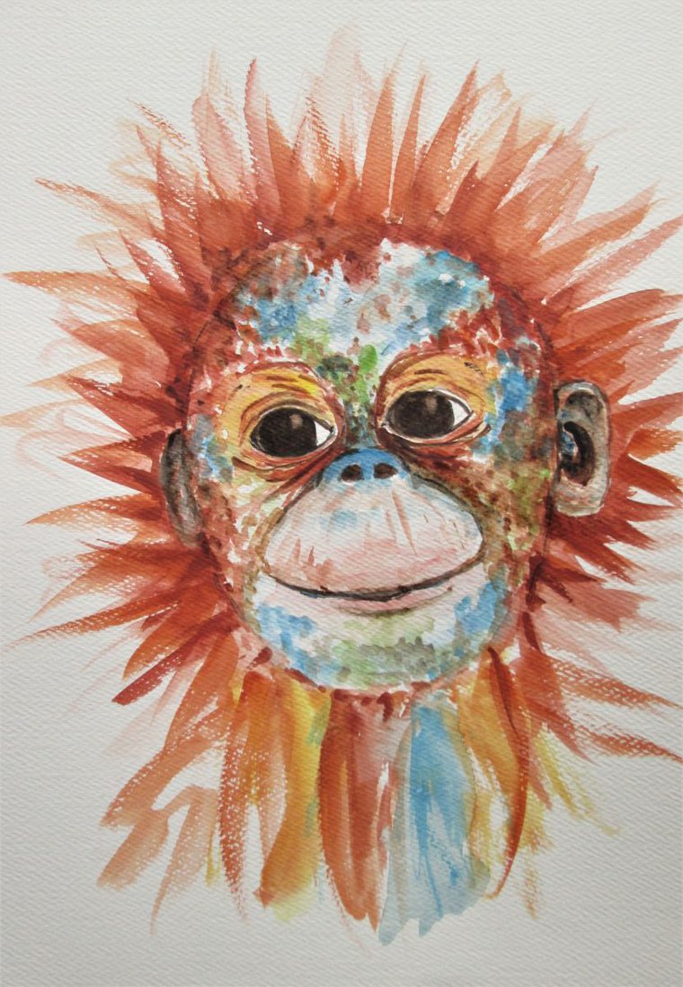 日本売品 ANTIQUE OIL PAINTING MONKEY 油絵 猿 ① zaroncosmetics.com