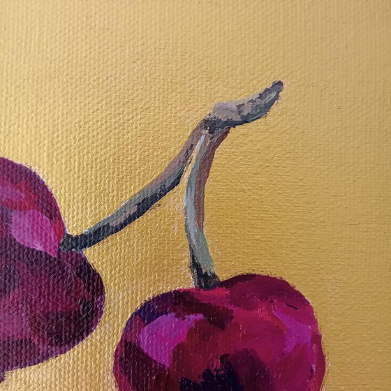Dinky Cherries on Metallic Gold