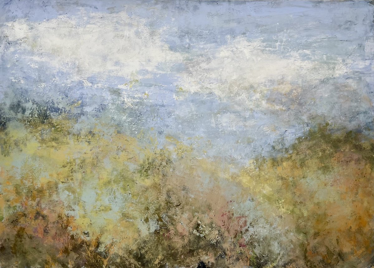 Expressive Abstract Acrylic Painting By Miri Baruch, 55 X 39", Outdoors, Original Artwork