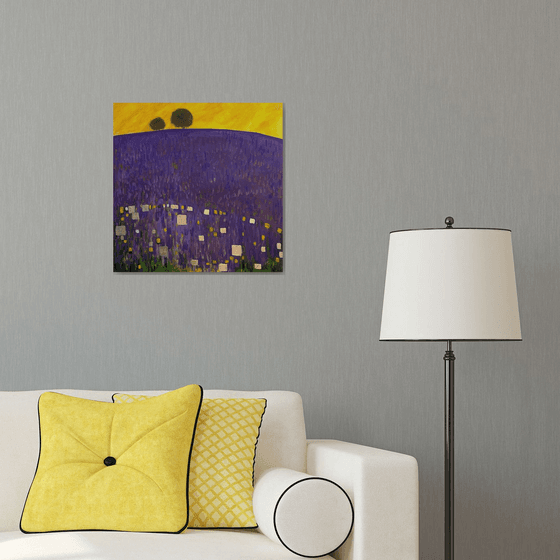 Contemporary Abstract Purple Lavender & Gold Leaf.