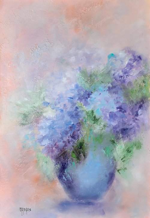 The bouquet of blue hydrangeas by Martine Grégoire