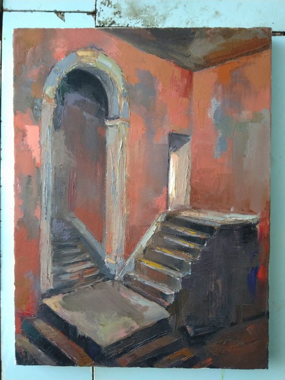 Red room(30x40cm, oil painting, ready to hang)