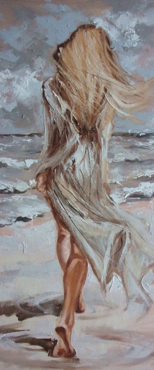 For C. " MAGIC MOMENTS ... " SEA original painting palette knife GIFT MODERN URBAN ART OFFICE ART DECOR HOME DECOR GIFT IDEA by Monika Luniak