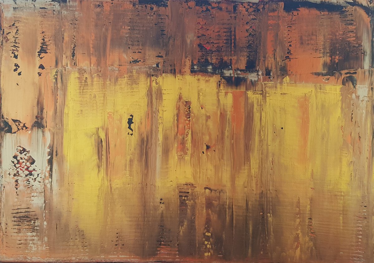 Abstract Acrylic Painting By Ivana Olbricht, 39 X 28, Golden Gate, Original Artwork